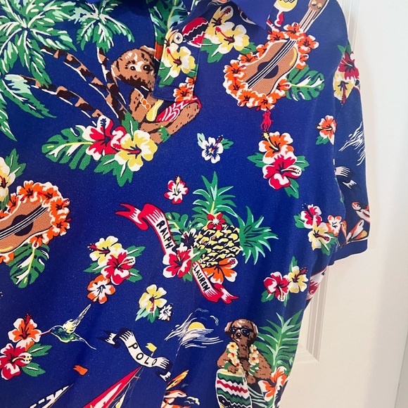 Ralph Lauren Men's Blue Tropical Polo Shirt - Picture 8 of 10